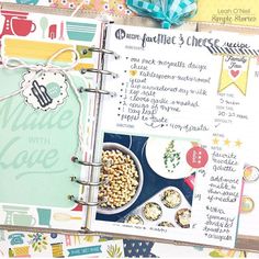 an open planner book with food items on it