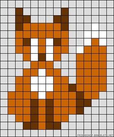 an orange and white dog is shown in the middle of a cross stitch pattern with squares