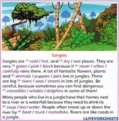 the jungles poem is written in english and has an image of trees, plants, and