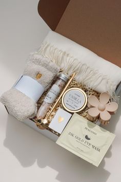 the spa gift box is packed with personal care items