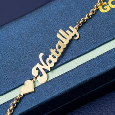 "Personalized Name Gold Bracelet, 14k Solid Gold Name Bracelet, Mothers Gold, Dainty Custom Name Bracelet is a Great Gift For Her. Material: Solid Gold, real gold (not gold filled or no gold plated) Karat: 14 K (585) Height of Name: 9 - 10 mm The thickness of the name: 0.50 mm Bracelet Length: 6\" - 9\" M o r e * F r o m * U s Goldstore Jewelry - https://etsy.me/3gHtcrZ * Urn Necklaces - https://etsy.me/2Asb4BM * Bar Necklaces - https://etsy.me/2MhoVxO * Name Necklaces - https://etsy.me/3cid2Cg 14k Gold Name Bracelet For Anniversary, Personalized Yellow Gold Bracelet For Valentine's Day, 14k Yellow Gold Bracelets For Birthday Gift, Yellow Gold 14k Bracelets For Birthday Gift, Yellow Gold Bracelet For Birthday Gift, Valentine's Day Yellow Gold Name Bracelet Gift, Valentine's Day Gift Yellow Gold Name Bracelet, Yellow Gold Name Bracelet For Valentine's Day Anniversary, Yellow Gold Name Bracelet For Anniversary On Valentine's Day