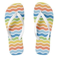 Colorful Waves Pattern Flip Flops Colorful Waves, Pattern Flip Flops, Waves Pattern, Chart Design, Zig Zag Pattern, Wave Pattern, Summer Colors, Flip Flop, Summer Shoes