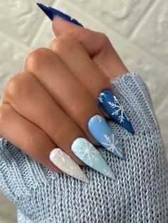 Colorful Christmas Nails Acrylic, Classy Christmas Acrylic Nails, Blue Christmas Nails Stiletto, Winter Themed Acrylic Nails, Seasonal Nails Winter, Simple Holiday Nails Coffin, Christmas Acrylic Nails Holiday Green, Icy Nail Designs