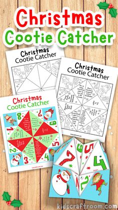 Christmas Cootie Catchers for kids. Christmas Cootie Catcher Free Printable, Cootie Catcher Template, Art Games For Kids, Template Free Printable, Christmas Colouring, Cootie Catcher, Free Kids Coloring Pages, Elf Letters, Kids Craft Room