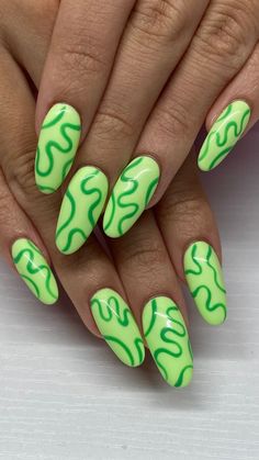 Discover the best summer nail ideas that are both trendy and fun! From simple summer nails to bold and colorful designs, get inspired with these fabulous nail trends. Perfect for any occasion, these nail ideas will keep your style fresh and vibrant all season long. #NailIdeas #TrendyNails #FunNails #SummerNails #SummerNailsSimple Retro Green Nails, Two Tone Nail Designs Color Combos, Gel Nail Designs Green, Funky Green Nails, Crazy Nail Designs Creative, Like Green Nails, Green Design Nails, Hippie Nails Simple