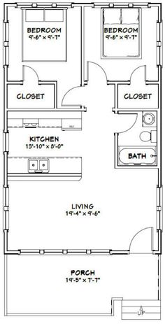 the floor plan for a two bedroom, one bathroom apartment with an attached laundry room