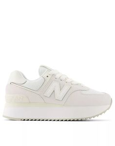 New Balance 574Z platform sneakers in white | ASOS Balance Design, Chic Sneakers, Logo New, Cute Sneakers, Shoe Inspo, Swag Shoes, Comfy Shoes