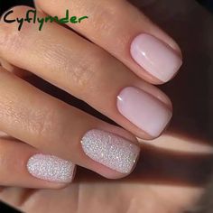 Cyflymder 24pcs Square False Nails Simple White French Glitter Fake Na – cyflymder Acrylic Dip Nails, Dip Nail, Colorful Nails, French Nail Art, Fake Nails With Glue, Diy Nail Art, Nail Forms, Stick On Nails