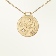 Temple of the Sun Cosmo Necklace, hand-crafted in Byron Bay in ethical gold and responsibly sourced diamonds. Shop fine jewellery and coin necklaces. Celestial Coin Necklace With Moon Charm, Celestial Round Coin Necklace With Moon Charm, Yellow Gold Coin Necklace With Moon Charm Medallion, Yellow Gold Medallion Coin Necklace With Moon Charm, Celestial Coin Necklace, Cleansing Stones, Necklace White, Lovely Jewellery, Coin Necklace