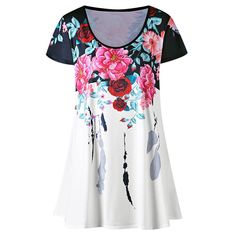 Plus Size Floral Longline T-shirt - Colormix - 3524714815 - Women's Clothing, Plus Size Women's Clothing  #PlusSizeWomensClothing #Women's #Clothing # #Plus #Size #Women's #Clothing Cheap Stores, Floral Tunic Tops, Clothing Sites, Cheap Womens Clothing, Plus Size Tank Tops, Trendy Plus Size Clothing, Fashion Dresses Casual, Plus Size Womens Clothing, Floral Print Shorts