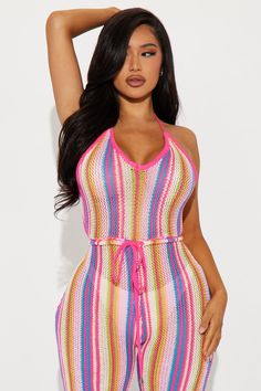 Available In Multi Color. Crochet Jumpsuit Halter V-Neck Drawstring Fringe Detail Straight Leg Inseam= 33" Disclaimer: Pattern Placement May Vary 100% Acrylic Imported | Latest Island Crochet Jumpsuit size Medium by Fashion Nova Pink Halter Neck Jumpsuits And Rompers For Beach, Pink Halter Neck Jumpsuit For Beach, Pink Halter Neck Jumpsuit For The Beach, Multicolor Stretch Jumpsuits And Rompers For Beach, Stretch Multicolor Jumpsuits And Rompers For Beach, Multicolor V-neck Jumpsuits And Rompers For Beach, Pink Fitted Jumpsuits And Rompers For Beach, Crochet Jumpsuit, Multi Color Crochet