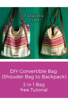 the diy convertible tote bag is shown in two different colors