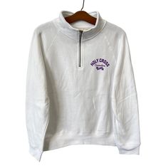 Blue 84 Holy Cross Crusaders Quarter Zip Pullover Women M White College Cozy New Features: Pullover Style Raglan Sleeve Ribbed Trim Cotton, Polyester Quarter Zip Closure Size: Womens M Measurements: Length 24 In / 61 Cm Bust 20 In / 51 Cm Condition: New Without Tags Pullover Classic Comfortable Relaxed Fall Winter Warm Cozy Comfy Everyday Closet Active Exercise Athletic Hiking Outdoors Camping Workout Gym Running Walking Exercising Clothes Athleisure Exercise Loungewear Trend Training Activewear Quarter Zip Sweaters, White Half-zip Top With Ribbed Collar, Casual White Half-zip Top, Casual White Half-zip Sweatshirt, White Half-zip Cotton Top, White Cotton Half-zip Top, Cozy White Half-zip Sweatshirt, Pullover Women, Holy Cross