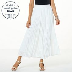 WynneLayers Pull-On Pleated Pant with Chiffon Overlay Pants that bring the drama to any outfit. They have just as much movement as any swingy skirt, and the chiffon overlay makes them extra fabulous. Elegant Pleated Summer Bottoms, Elegant Flowy Bottoms For Day Out, White Non-stretch Pleated Bottoms, Non-stretch Pleated Pants For Summer, Elegant White Ankle-length Bottoms, Casual Pleated Chiffon Bottoms, Elegant Flowy Bottoms For Spring, Summer Pleated Chiffon Bottoms, Spring Chiffon Bottoms For Day Out