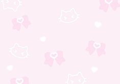 pink kitty wallpaper with hearts and bows on the bottom right hand corner is an image of hello kitty