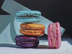 a painting of donuts stacked on top of each other