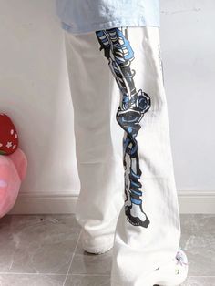 Anime Baggy Pants – Juneptune Anime Baggy Pants, White Pants Women, Baggy Style, Cute Pants, Baggy Pants, Baggy Pant, Pink Jeans, Harajuku Fashion, Pants Women