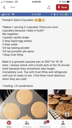 the recipe for pumpkin spice cupcakes is shown in an instagram post on facebook