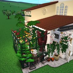 Bloxburg Greenhouse Ideas, Japanese Plants, Roblox House, Japanese Town