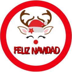 a red and white circle with the words feliz navidad in it