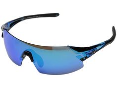 Tifosi Optics Podium XC Mirrored Interchangeable - Athletic Performance Sport Sunglasses : Crystal Blue/Clarion Blue/AC Red/Clear Lens : Got your sights set on an epic afternoon run? Blaze through the glare with the help of the Podium XC Interchangeable shades from Tifosi. Designed for running, cycling and hiking. Clarion Mirrored Lens: · Reflective mirror lens. · Hydrophobic properties help prevent water spots. · Consistent lens color without distortion. AC Red lens is ideal for sunny-to-cloudy Functional Sunglasses With Uva Protection For Skiing, Protective Sports Sunglasses With Polarized Lenses, Functional Polycarbonate Shield Sunglasses For Sports, Protective Sports Sunglasses With Tinted Lenses, Protective Tinted Sports Sunglasses, Sport Sunglasses, Water Spots, Crystal Blue, Athletic Performance