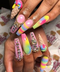 Ice Cream Nails, Cream Nail, Acrylic Ideas, Nail Acrylic, Long Nail, Nail Candy, Cream Nails, Long Acrylic