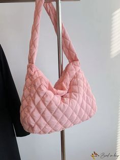 BirdinBag - Pink Quilted Oversized Hobo Bag: Stylish and Spacious Casual Quilted Shoulder Bag For Shopping, Quilted Tote Shoulder Bag For Shopping, Trendy Quilted Shopping Bags, Casual Quilted Pouch Bag, Trendy Quilted Tote Shoulder Bag, Chic Quilted Bags For Errands, Casual Quilted Shoulder Bag For Errands, Pink Quilted Bag For Shopping, Quilted Crossbody Shopping Bag