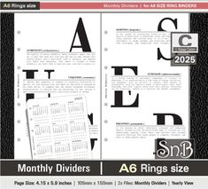 a4 ring binder with numbers and letters