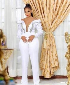 White Jumpsuit Wedding, Prom Jumpsuit, African Jumpsuit, Wedding Pantsuit, Formal Jumpsuit, Fashion Silhouette, Printed Fashion, Bridal Jumpsuit, Wedding Jumpsuit