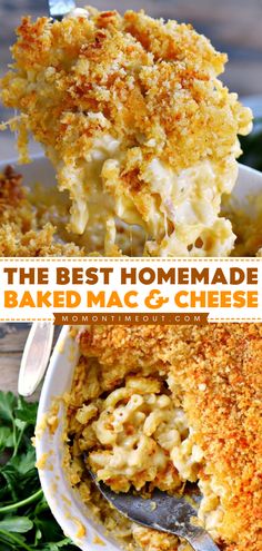 the best homemade baked macaroni and cheese casserole is ready to be eaten