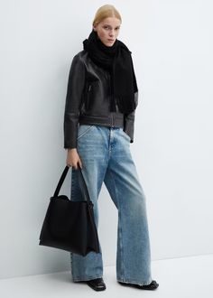 Shopper bag with buckle - Women | Mango USA Oversized Bag Outfit, Bucket Bag Outfit, Bucket Bags Outfit, Mango Bag, Long Flared Skirt, Mango Bags, Oversized Wool Coat, Leather Shopper Bag, Bag Outfit