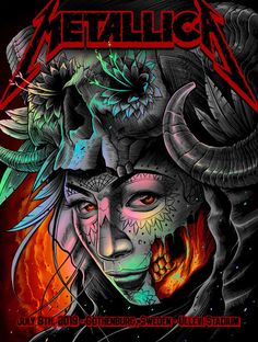 an image of a woman with horns and skulls on her face, surrounded by flames