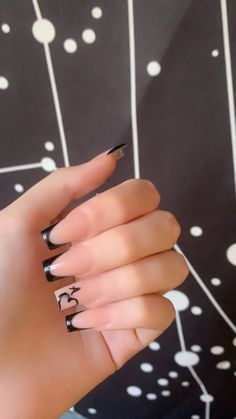 Letter On Nails Design, Acrylic Nails With Bf Initials Black, Bf Nail Initial, Letter A Nail Designs, A Letter Nails, Cute Nails With A Initial, Letter D Nails, Letter Nail Designs Initials French Tip, Simple Nail Designs With Initial