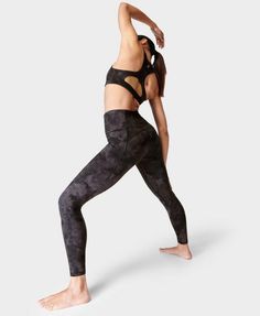 Our all-new multi-use leggings with a super soft, sculpting feel. Exclusive fabric is supportive, breathable, sweat-wicking and 90% squat-proof. Extra flattering seamlines to sculpt your bum and elongate your legs. Super high-waisted with snug compression and an internal adjustable drawcord. Side slip pocket for your phone. Inseam length: 27" / 68cm. Model wears size L and is 175cm/5'7" tall. Style Code: SB6916AAColour: Black Spray Dye Print Soft Yoga, Sweaty Betty, Soft Leggings, Denim Coat Jacket, Squat Proof, Swimwear Cover Ups, Swimwear Cover, Jogger Jeans, Tie Shoes