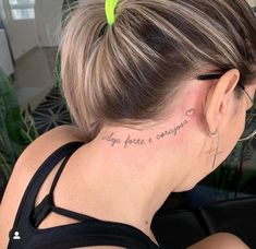 the back of a woman's neck with an inscription on it that says, you are gorgeous