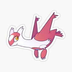 a pink and white pokemon sticker with an orange eye on it's face