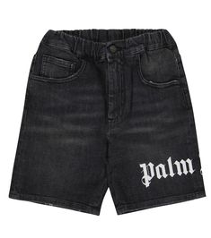 These denim shorts from Palm Angels Kids are perfect for everyday outfits. They have a love-worn finish and feature signature lettering on the leg for enviable recognition. | Palm Angels Kids Logo denim shorts Summer Cotton Jeans With Letter Print, Streetwear Cotton Shorts With Letter Print, Cotton Streetwear Shorts With Letter Print, Cotton Shorts With Letter Print For Streetwear, Cotton Letter Print Shorts For Streetwear, Spring Cotton Shorts With Letter Print, Black Cotton Shorts With Logo Print, Cotton Shorts With Logo Print, Trendy Cotton Bottoms With Logo Print