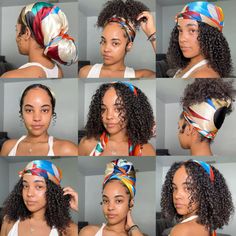 #curlyhair #scarf #curlyhairstyles #inspo #hairstyle #hair #curlygirl #curls #summer #naturalhair Scarf Styles Hair, 90s Scarf Hairstyles, Headband On Natural Hair, Scarf Wrap Hairstyles, Crochet Afro Styles, Curly Hairstyles With Hair Accessories, High Puff Natural Hair With Scarf, Silk Scarf Natural Hair, Hairscarf Hairstyle Curly Hair