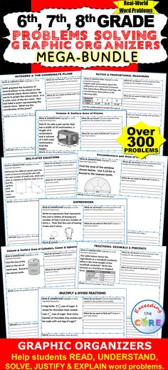 graphic organizer for 6th grade students with text and pictures on the front page, which includes information