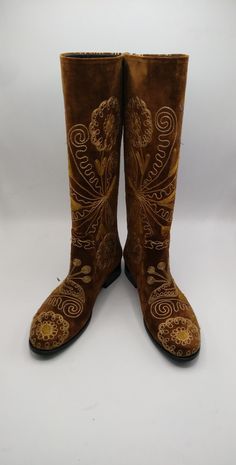 Handmade genuine leather custom made boots. Low heel, Knee high boots. Every size available. #suzaniboots #kneehighboots #womenboots #westernstyle #bohochic #handmadeboots #festivalboots #bohostyle #womenboots #embroideryboots Brown Embroidered Winter Boots, Brown Embroidered Western Boots, Winter Embroidered Heeled Boots With Round Toe, Western Embroidered Boots For Festivals, Western Style Embroidered Boots For Festival, Western Style Embroidered Festival Boots, Embroidered Winter Festival Boots, Winter Festival Embroidered Boots, Embroidered Snip Toe Boots For Festival