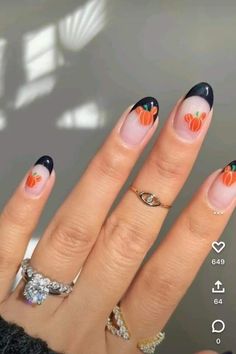 Disney Mickey Pumpkin Nails, Cute Nail Ideas Halloween, Disney Nails October, Pumpkin Mickey Nails, Halloween Disneyland Nails, Cute Halloween Disney Nails, Mickey Fall Nails, Disneyland Nails Halloween, Short Nail Ideas Halloween