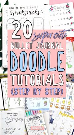 Looking for cute step by step doodle tutorials for your bullet journal?! This list of examples will help you get started! 🌈 Doodle Bullet Journal, Journal Hacks, Journal Goals, Bujo Art, Crazy Laura, Bujo Doodles, Sketch Note, Drawing Doodles, Journal Lettering