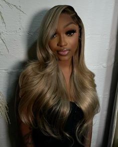 Blonde Hair Dark Skin Women, Dark Skin Blonde Hair, Hair Birthday, Hair Tea, Pretty Hair Color, Cornrow Hairstyles, Sleek Hairstyles, Front Lace Wigs Human Hair