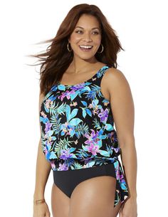 Discover the beauty of our easy-to-wear Side Tie Blouson Tankini Top! Billowy fabric cinches at the hemline with a stylish tie, creating a relaxed silhouette that you'll want to wear everywhere. Pair this pretty tankini top with any of our fit-to-flatter swim bottoms for a look that's all your own. ScoopneckEncircled shelf bra with plush elastic underband and sewn-in, soft cups¬†Non-adjustable wide straps offer full bust supportUnlined blouson topSide-tie hemline Relaxed fitSide seam Blouson Tankini, Tankini Set, Swimsuits For All, Tankini Swimsuits, Swimsuit Shops, Shelf Bra, Swim Bottoms, Tankini Top, 50 Fashion