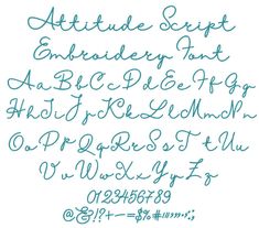 Attitude Script Embroidery Font Alphabet Lettering, Font Embroidery, Free Handwritten Fonts, Fonts Lettering, Designs By Juju, Alphabet Fonts, Embroidery Alphabet, Hand Lettering Fonts