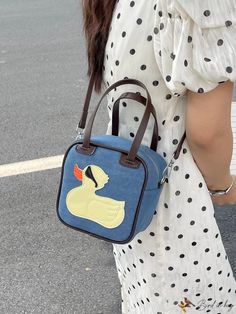 BirdinBag - Denim Duck Pattern Crossbody Bag: Versatile, Fashionable Handbag Animal Composition, Pattern Crossbody Bag, Duck Pattern, Duck Print, Novelty Bags, Bag Bag, Fashion Handbags, Polyester Material, Crossbody Bag