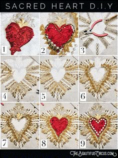 the instructions for how to make an angel heart ornament with sequins