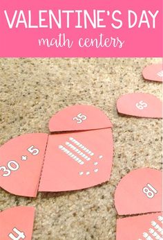 valentine's day math center with hearts cut out