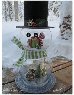 a snowman with a top hat and scarf