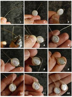 how to make wire wrapped pendants with pearl beads - step by step instructions for making them